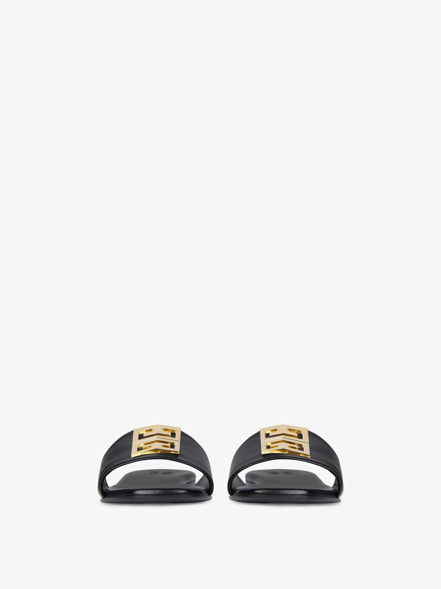 Women Givenchy Slides & Sandals | 4G Flat Mules In Leather Black