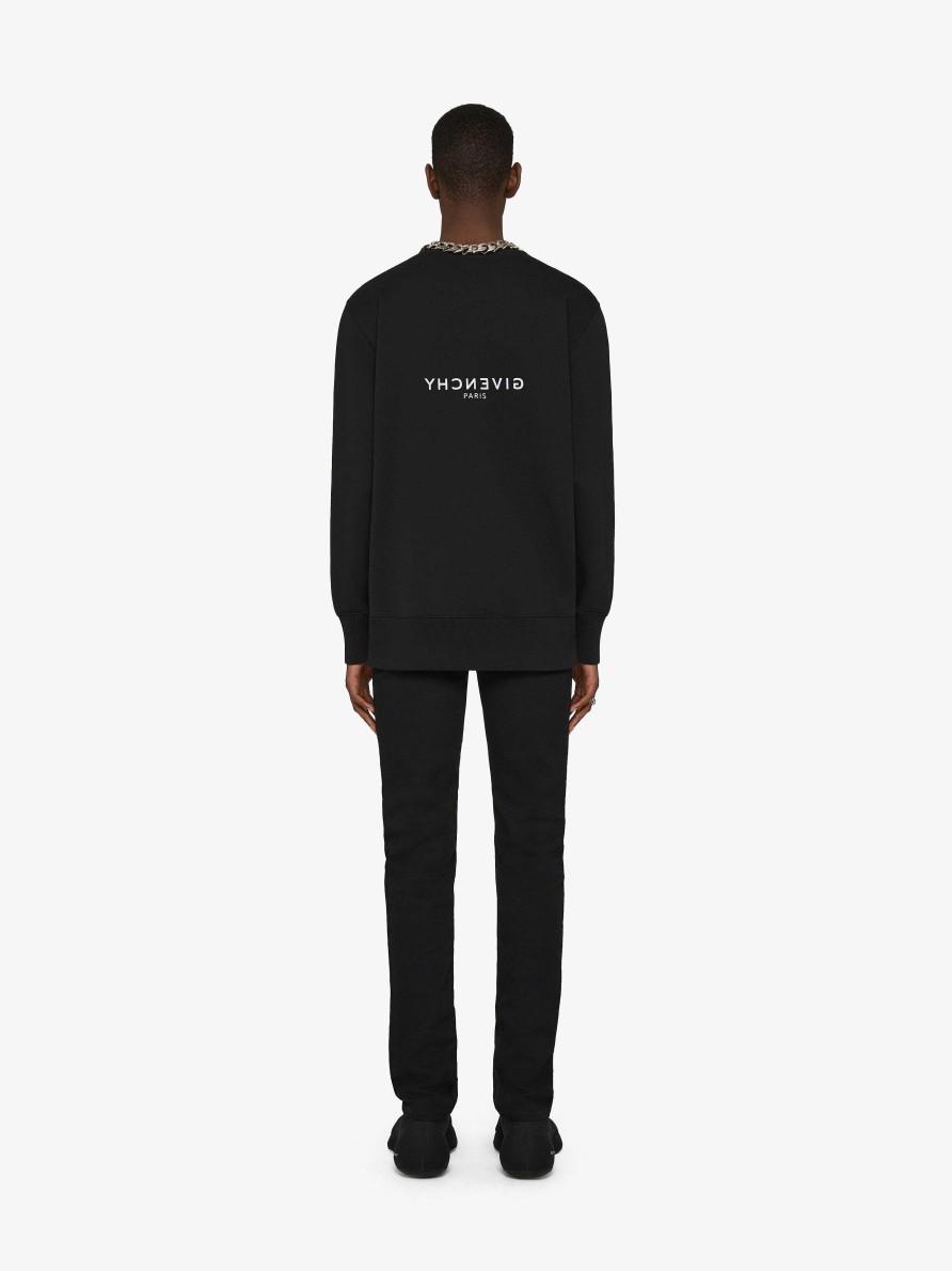 Men Givenchy Sweatshirts & Hoodies | Classic Fit Sweatshirt With Givenchy Reverse Print Black