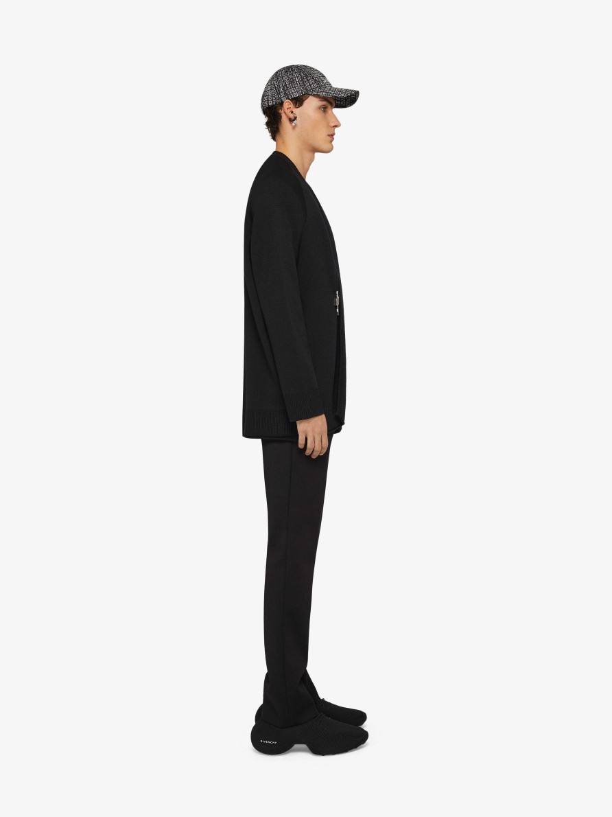 Men Givenchy Knitwear | U-Lock Cardigan In Wool And Silk Black