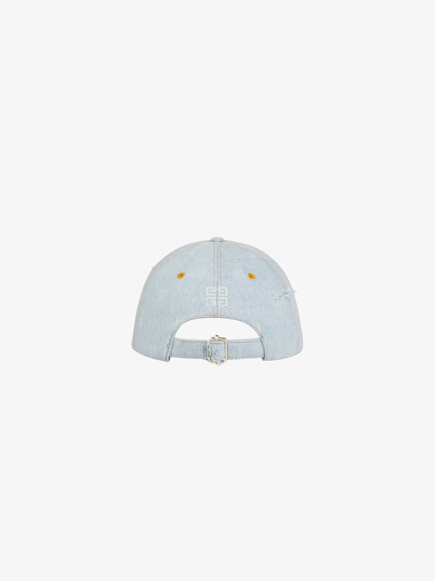 Women Givenchy Other Accessories | Givenchy Cap In 4G Washed Denim Cloud Blue