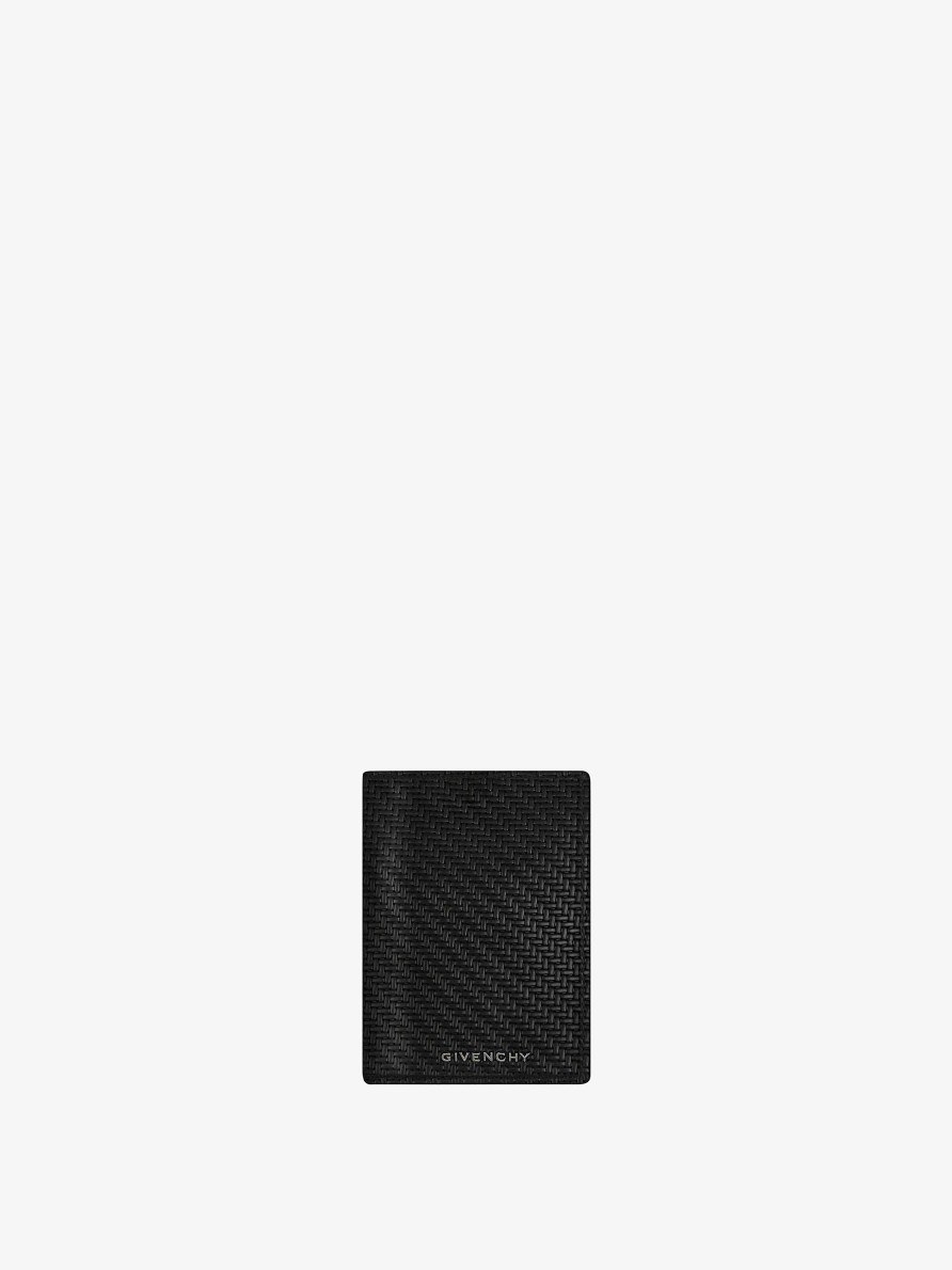 Men Givenchy Small Leather Goods | Givenchy Card Holder In Braided-Effect Leather Black