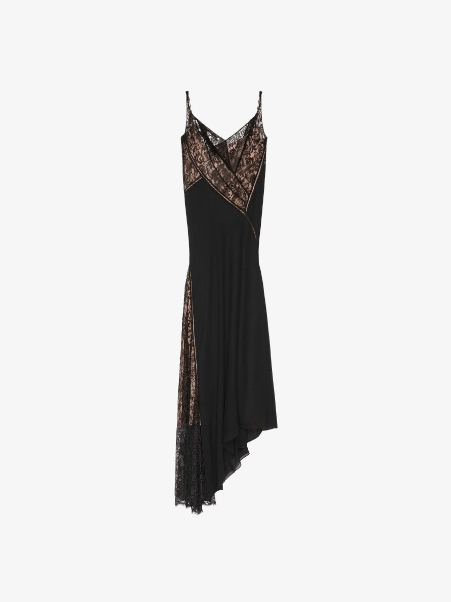 Women Givenchy Dresses | Evening Dress In Mousseline And Lace Black