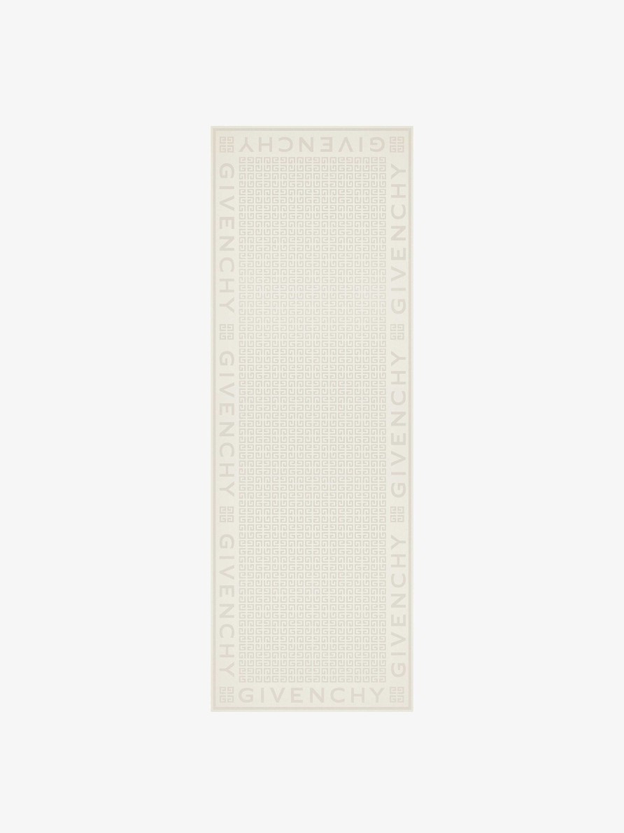 Women Givenchy Scarves | Givenchy 4G Stole In Shiny Silk Jacquard Ivory