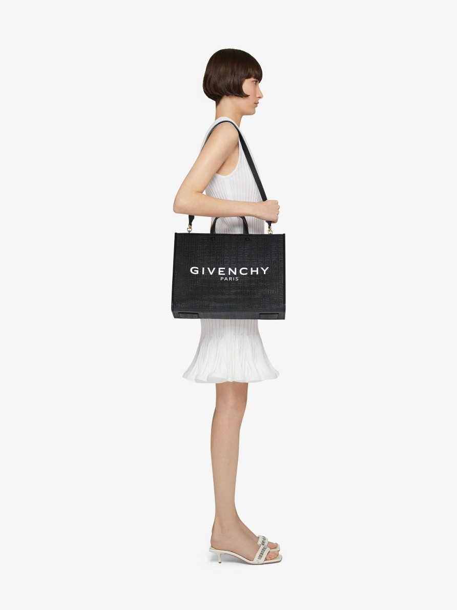 Women Givenchy G-Tote | Medium G-Tote Shopping Bag In 4G Coated Canvas Black