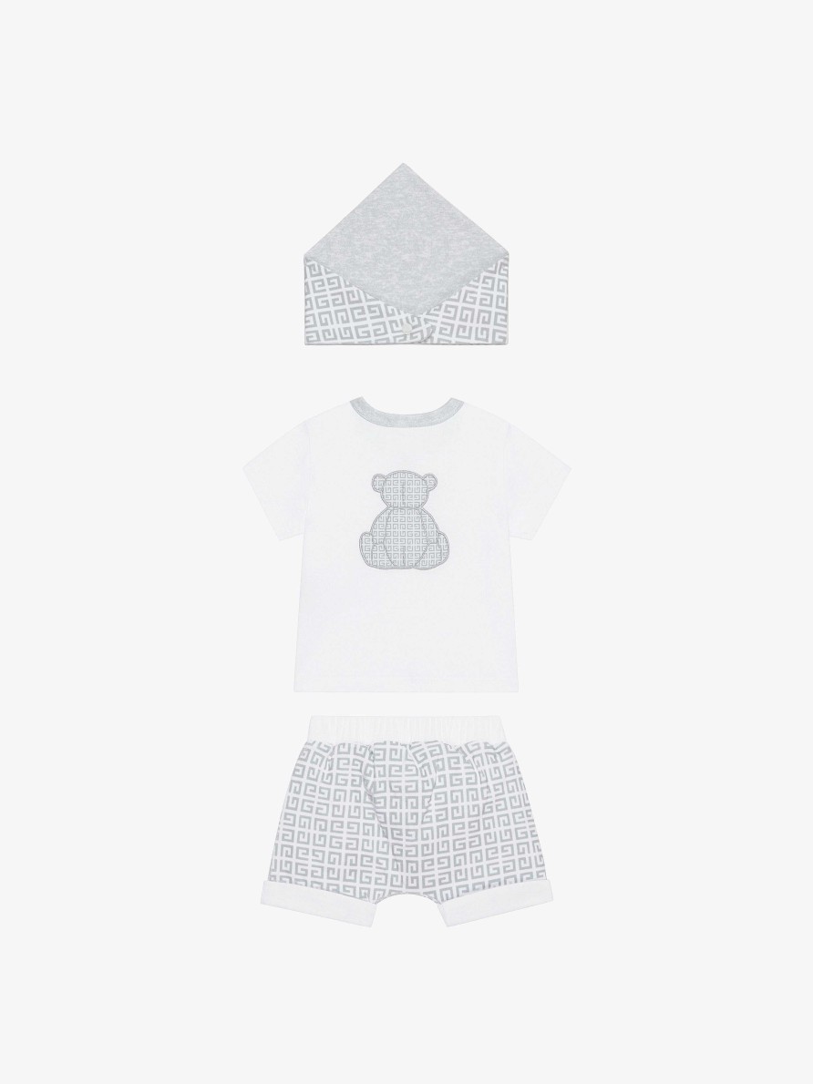 Men Givenchy Baby (1 Month To 3 Years) | T-Shirt, Shorts And Bandana Gift Set Grey/White