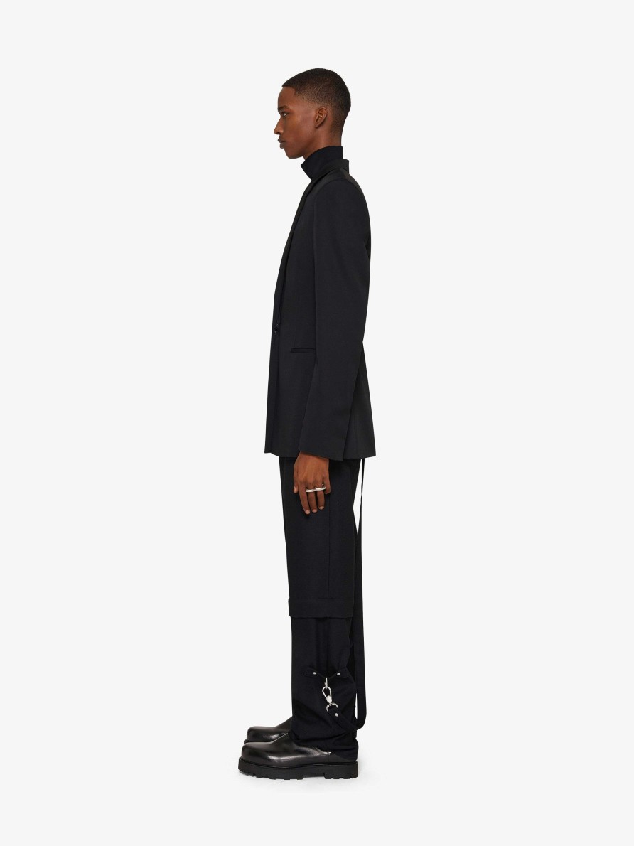 Men Givenchy Pants | Two In One Detachable Pants In Wool With Suspenders Black