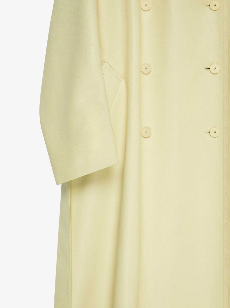 Women Givenchy Jackets & Coats | Trench-Coat In Leather Pale Yellow