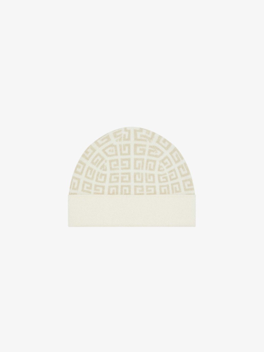 Women Givenchy Other Accessories | 4G Double Sided Beanie In Wool And Cashmere White/Ecru