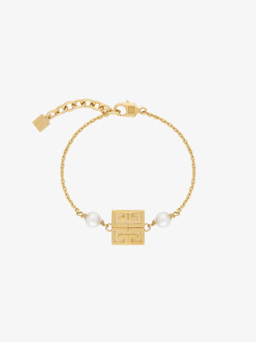 Women Givenchy Jewelry | 4G Bracelet In Metal With Pearls Golden Yellow