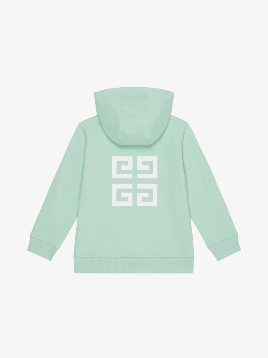 Men Givenchy Boy (4 To 12 Years) | Hooded Sweatshirt In Printed Fleece Light Mint Green