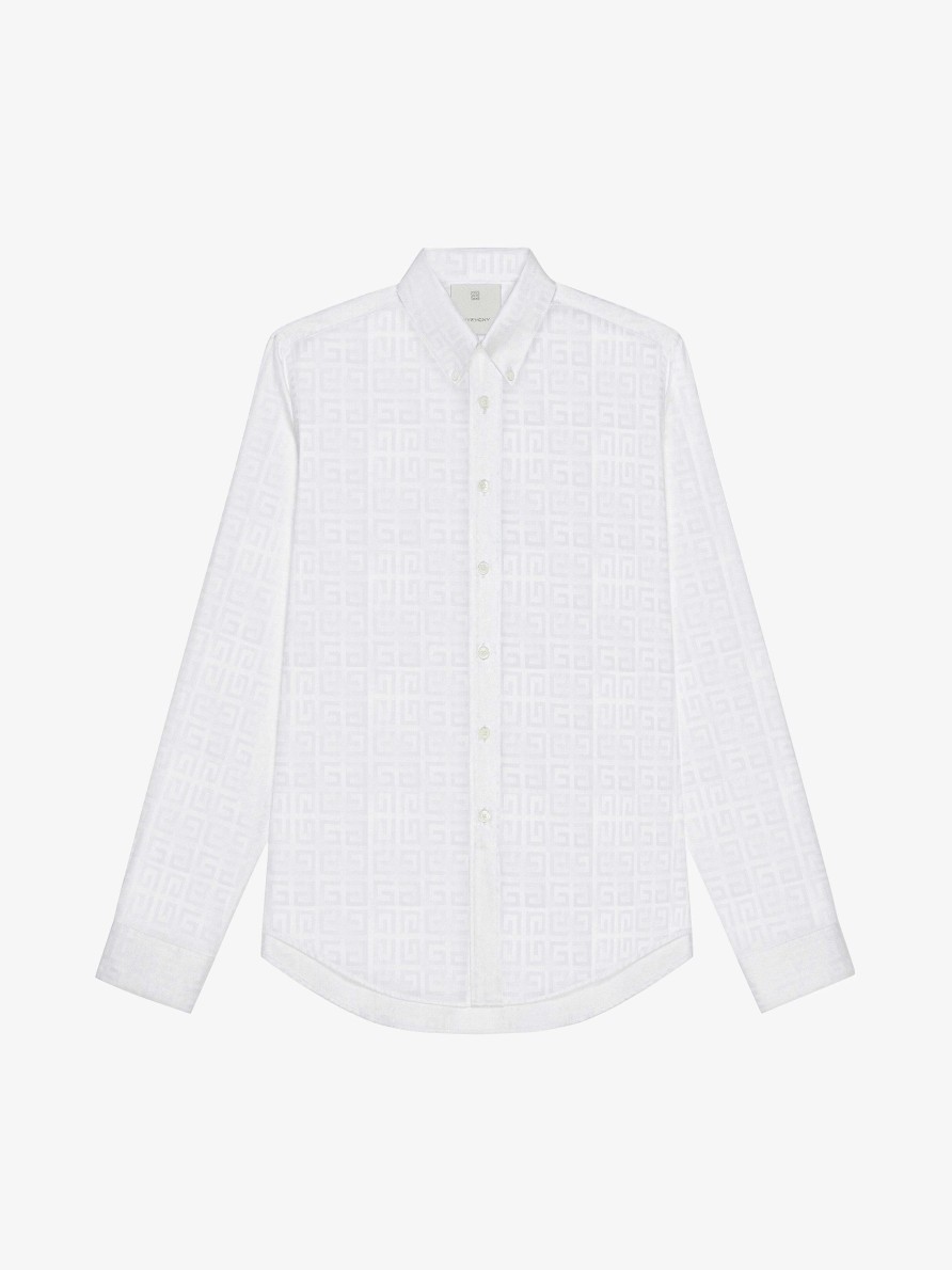 Men Givenchy Shirts | Shirt In 4G Cotton White