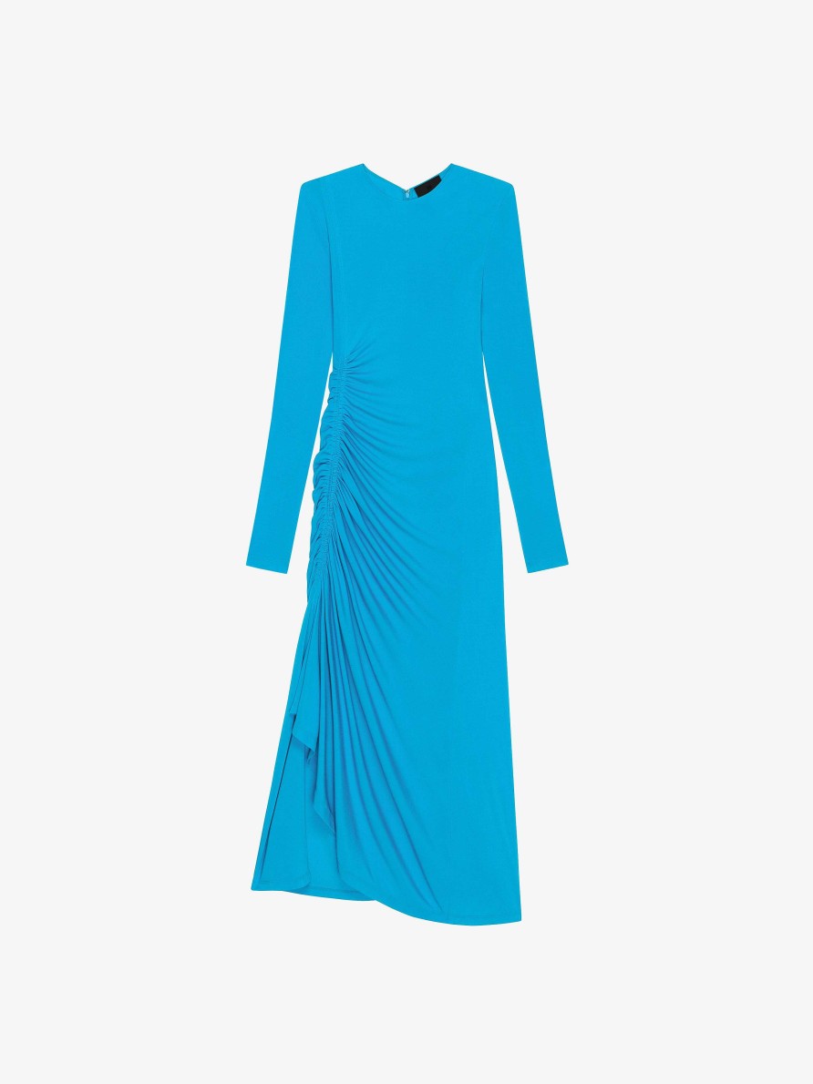 Women Givenchy Dresses | Draped Dress In Crepe Acqua Marine