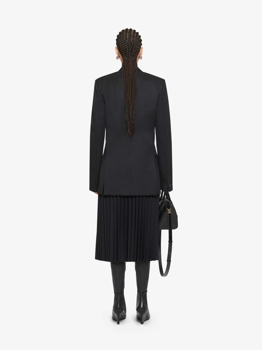 Women Givenchy Jackets & Coats | Jacket In Wool And Mohair With Satin Collar Black