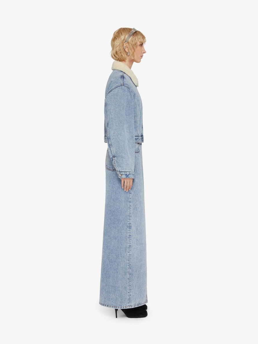 Women Givenchy Skirts | Skirt In Denim With Slit Light Blue