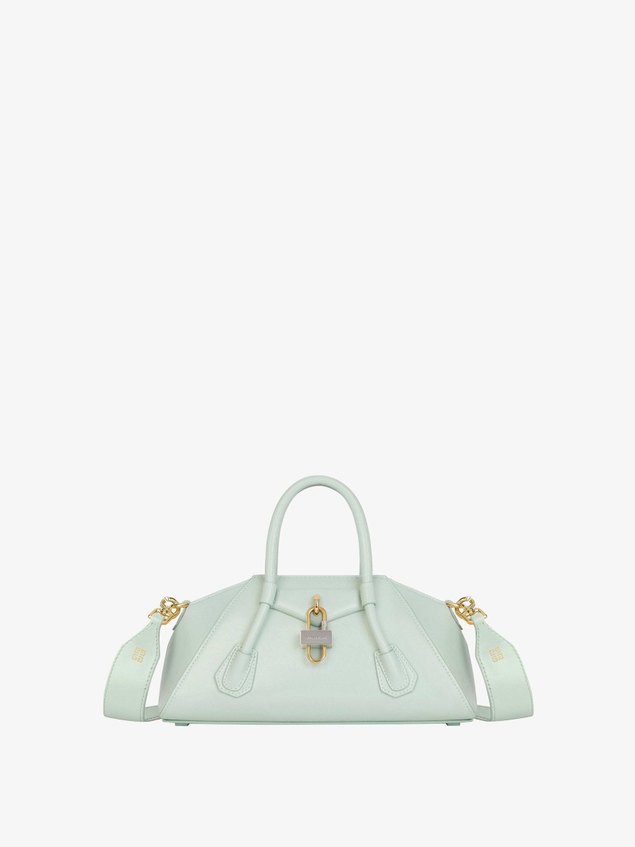 Women Givenchy Antigona | Mini Antigona Stretch Bag In Box Leather Celadon