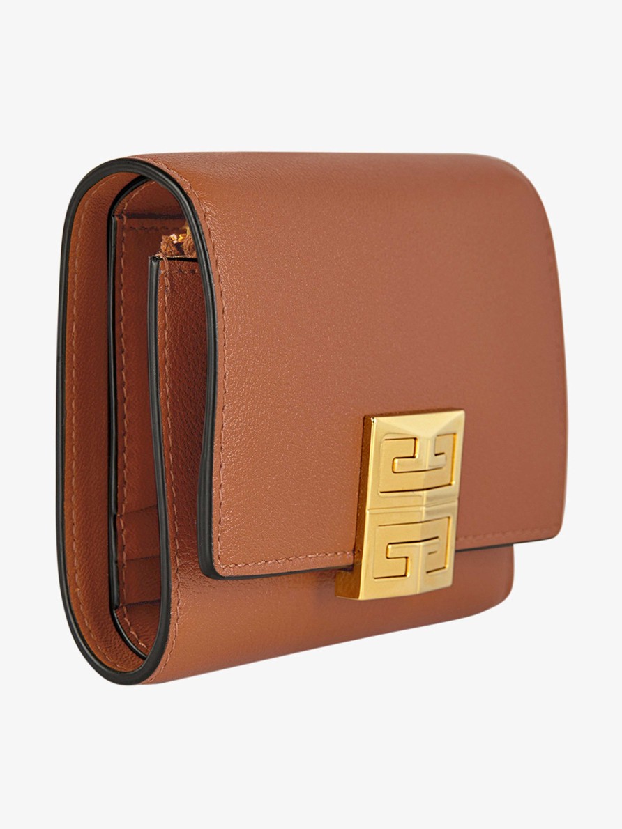 Women Givenchy Small Leather Goods | 4G Wallet In Grained Leather Tan