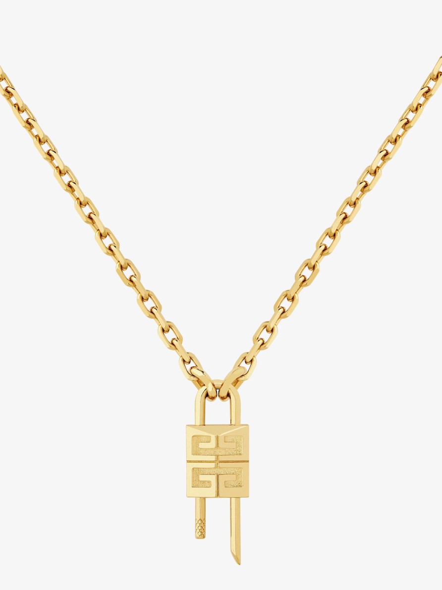 Women Givenchy Jewelry | Mini Lock Necklace In Metal Golden Yellow