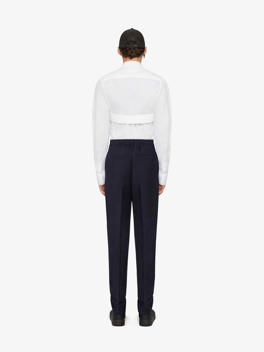 Men Givenchy Pants | Slim-Fit Pants In Technical Wool Navy