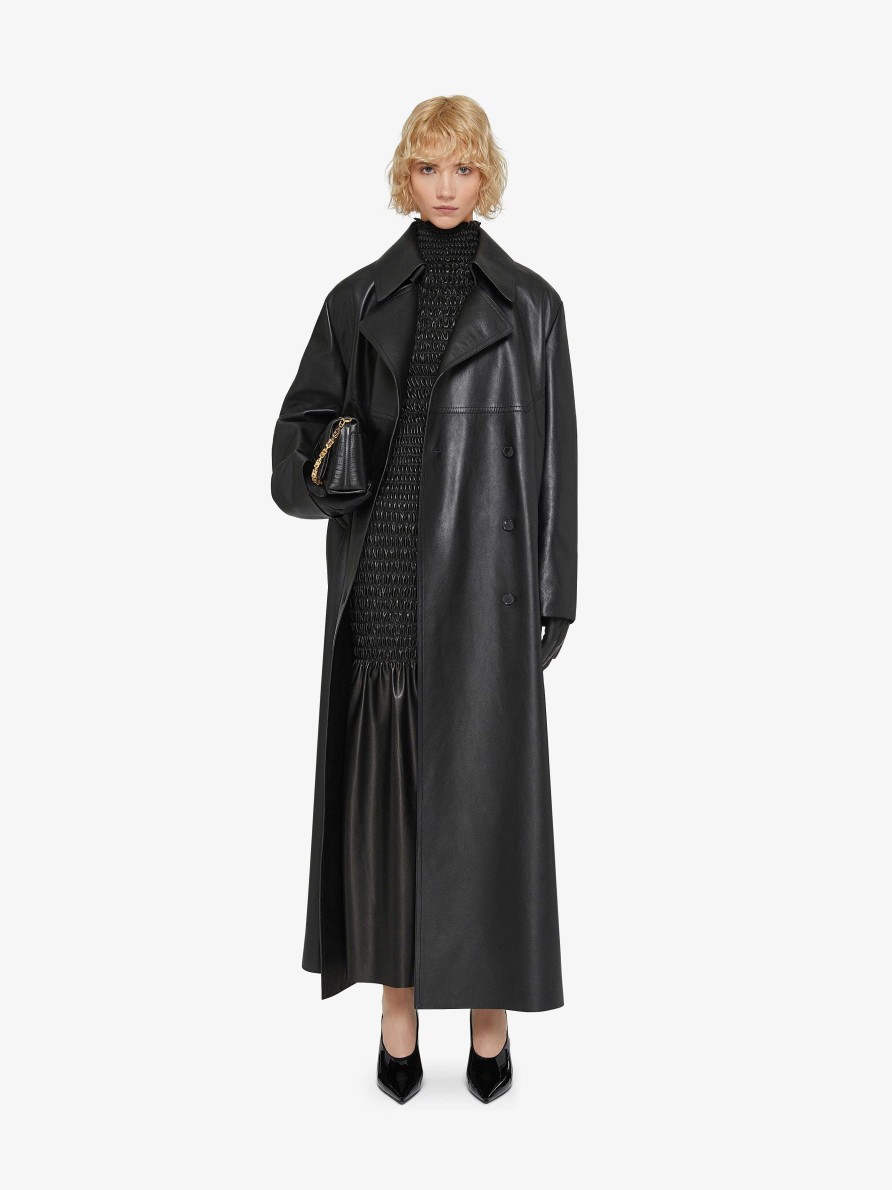 Women Givenchy Jackets & Coats | Trench-Coat In Leather Black