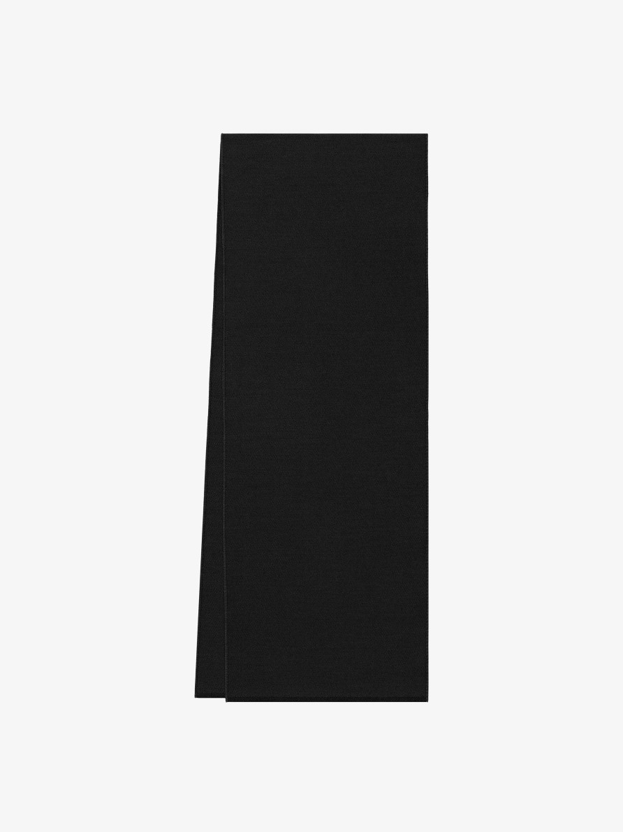 Men Givenchy Scarves & Ties | Givenchy 4G Scarf In Wool And Cashmere Black