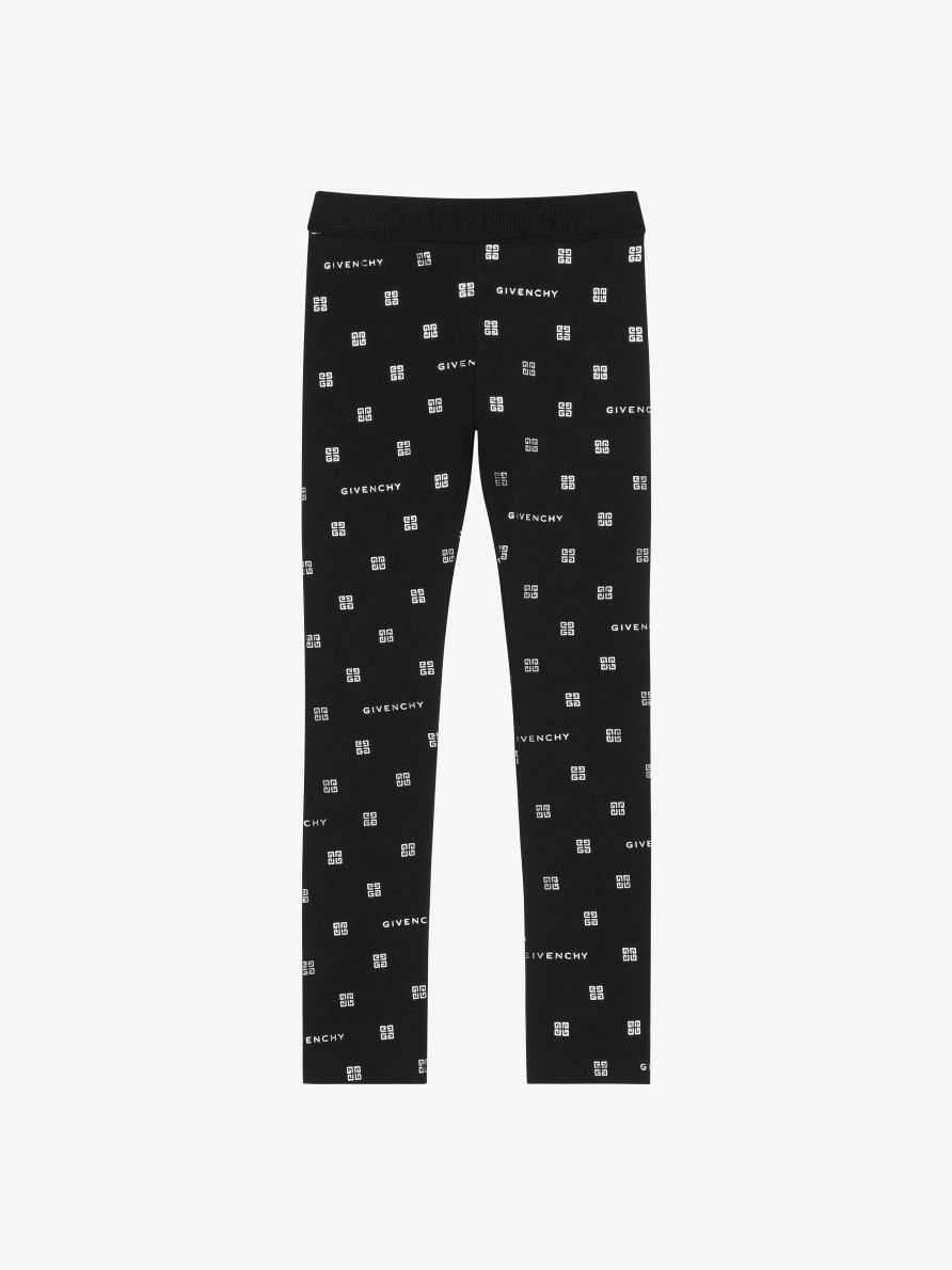 Women Givenchy Girl (4 To 12 Years) | Leggings In Givenchy 4G Jersey Black/Silvery