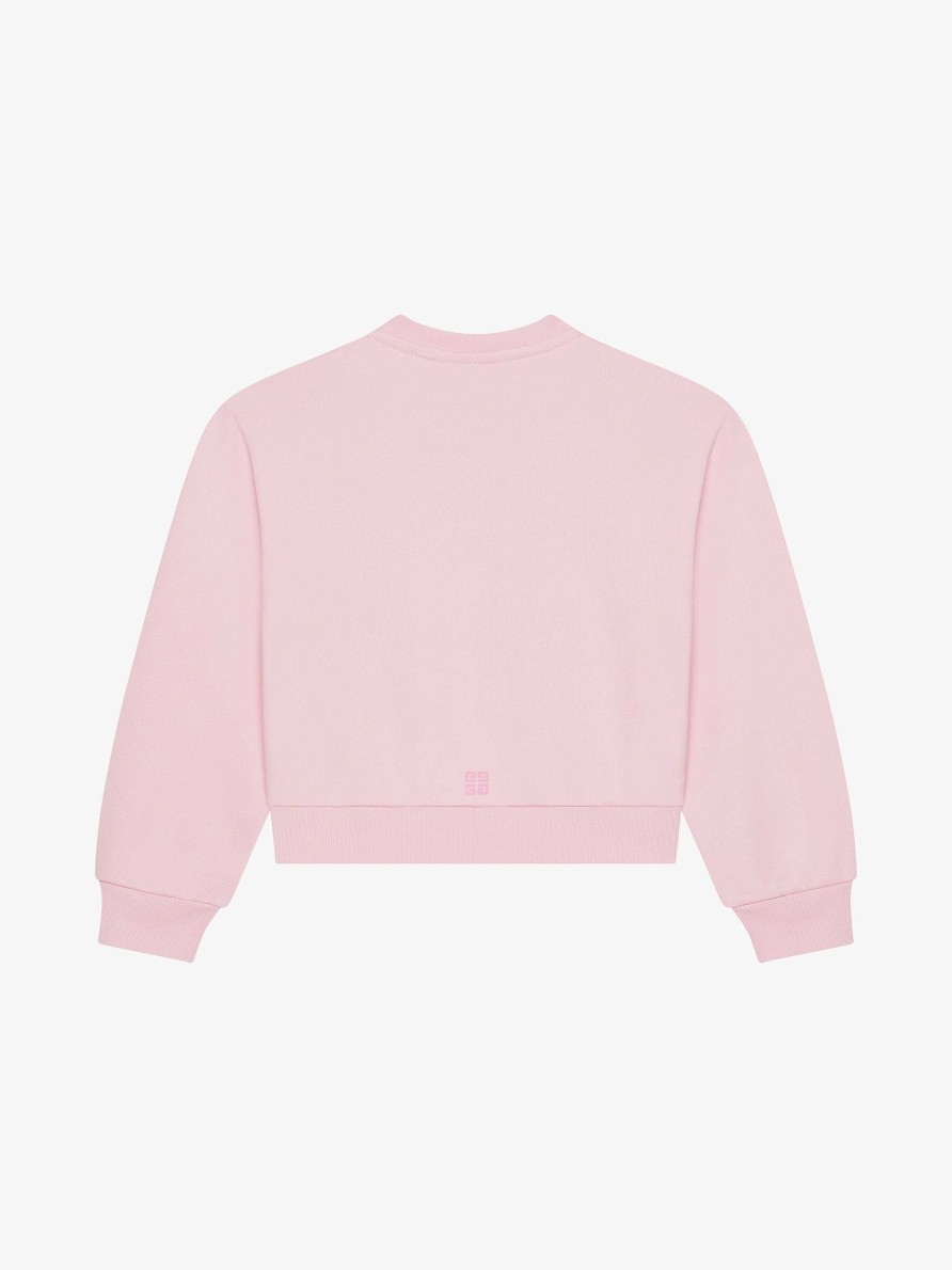 Women Givenchy Girl (4 To 12 Years) | Givenchy Archetype Cropped Sweatshirt In Fleece Light Pink