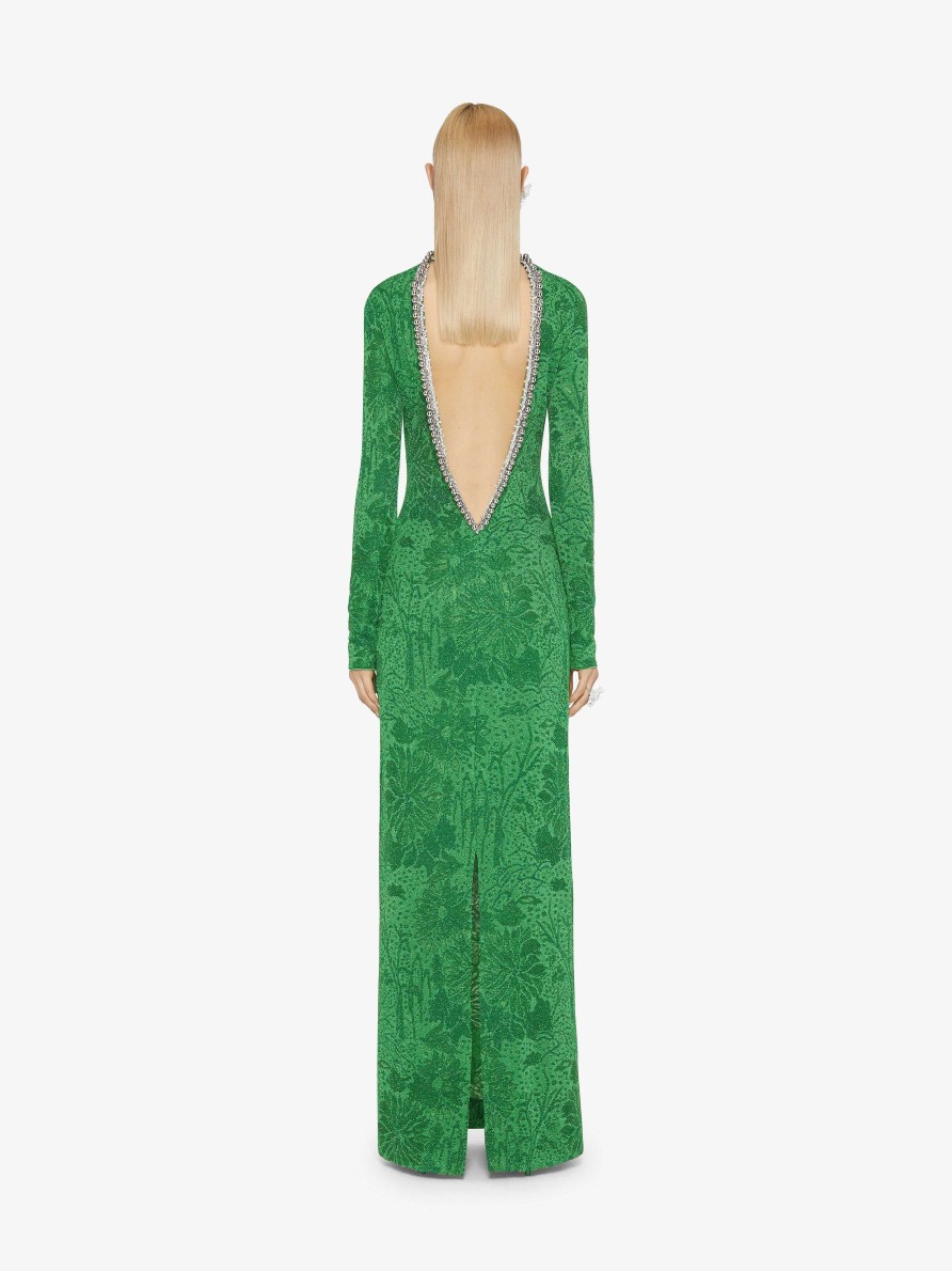 Women Givenchy Dresses | Dress In Lurex With Floral Jacquard Absynthe Green