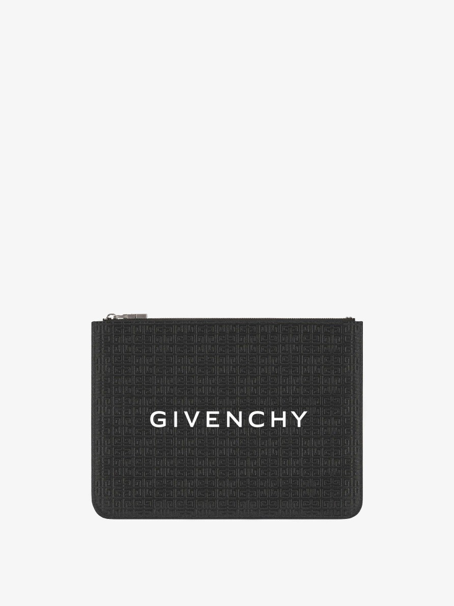 Men Givenchy Small Leather Goods | Givenchy Travel Pouch In Micro 4G Leather Black