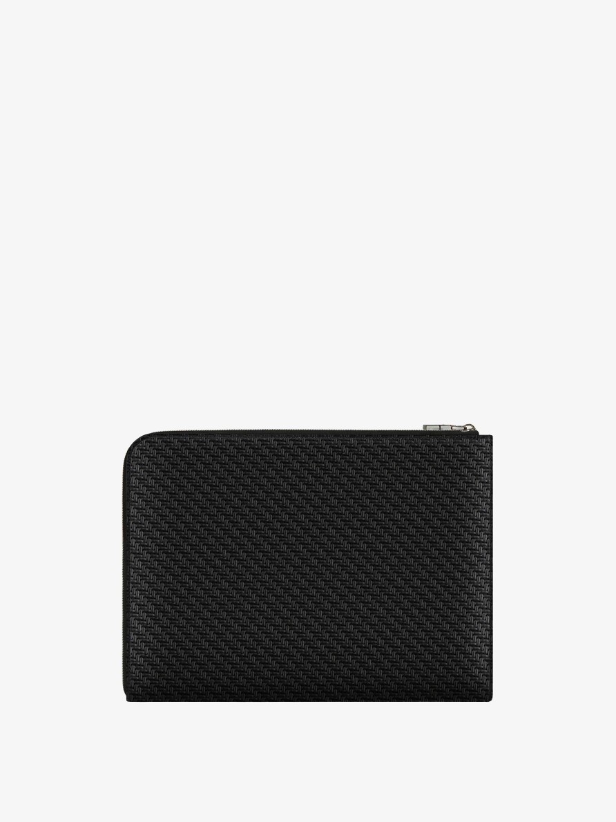 Men Givenchy Small Leather Goods | Large Givenchy Gusset Wallet In Braided-Effect Leather Black