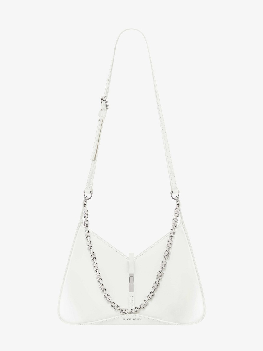 Women Givenchy Shoulder Bags | Small Cut Out Bag In Shiny Leather With Chain Ivory