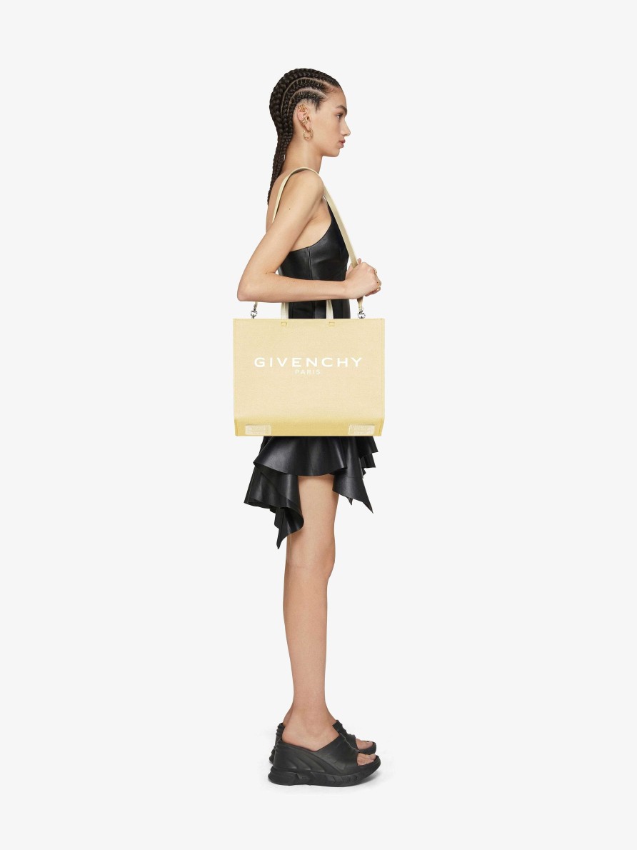 Women Givenchy G-Tote | Medium G-Tote Shopping Bag In Canvas Pale Yellow