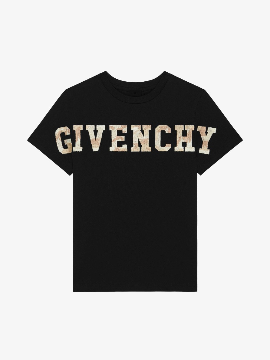 Men Givenchy Boy (4 To 12 Years) | T-Shirt In Embroidered Jersey Black