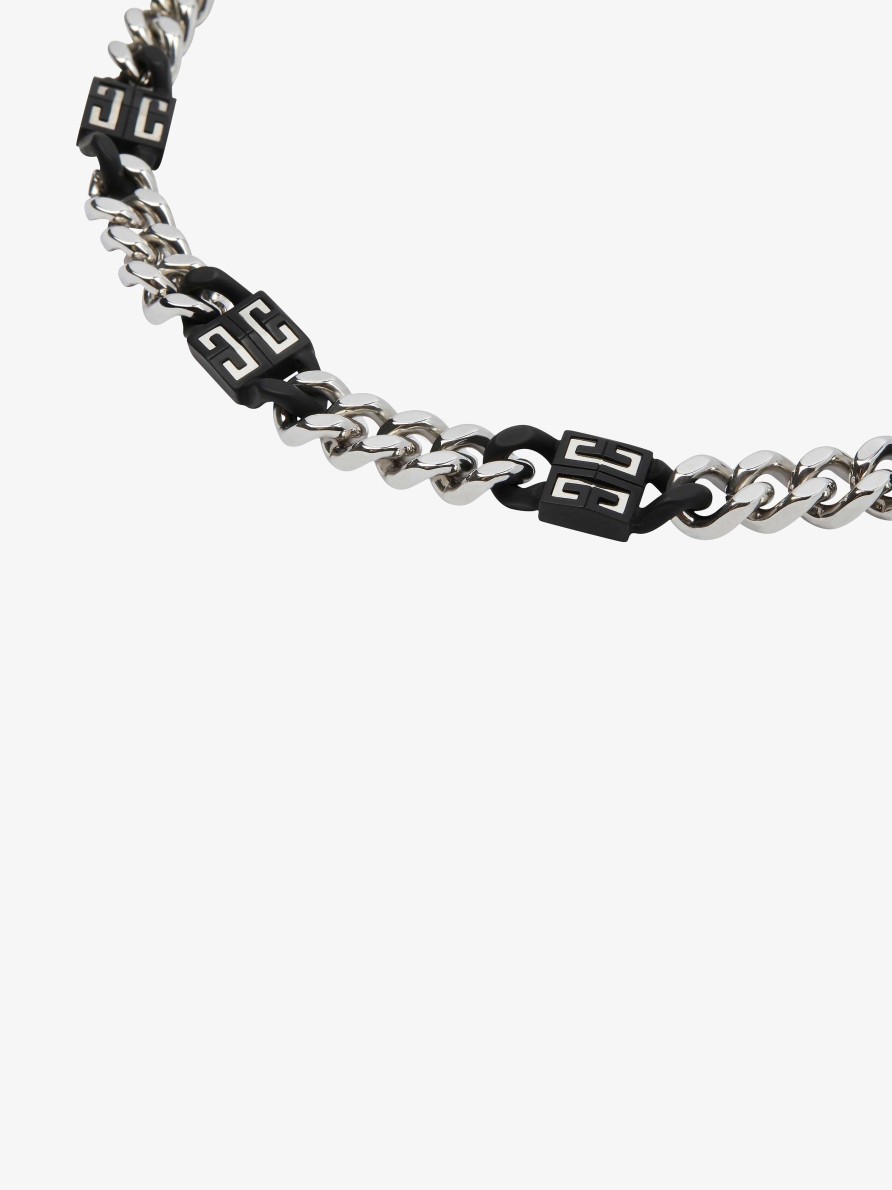 Men Givenchy Jewelry | 4G Short Necklace In Metal Black/Silvery