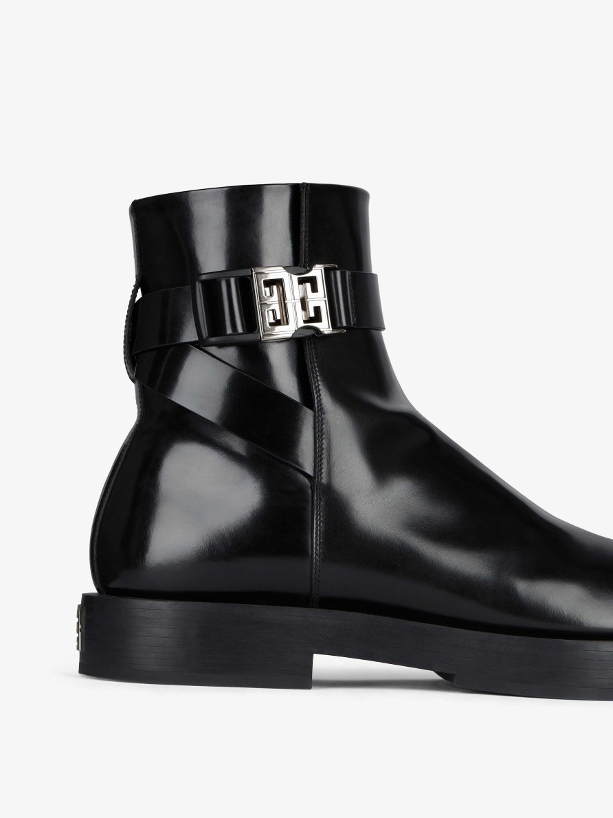 Men Givenchy Boots & Derbies | Squared Boots In Leather With 4G Buckle Black