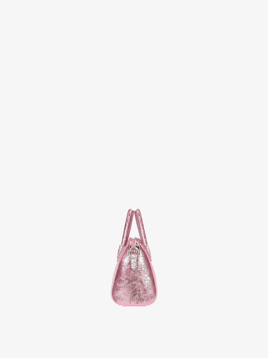 Women Givenchy Antigona | Micro Antigona Bag In Laminated Leather Silk Pink