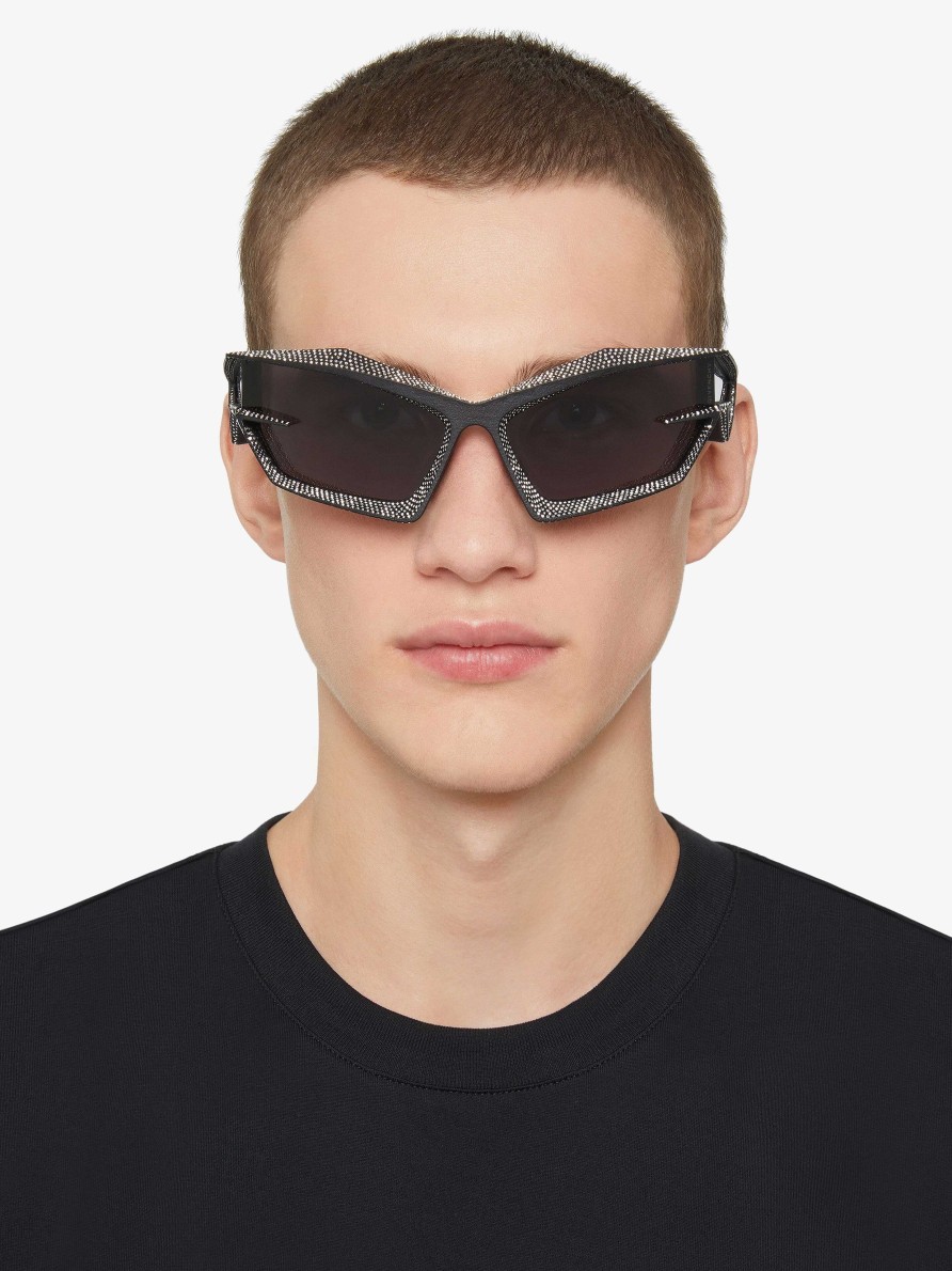 Men Givenchy Sunglasses | Giv Cut Unisex Sunglasses In Metal With Crystals Black