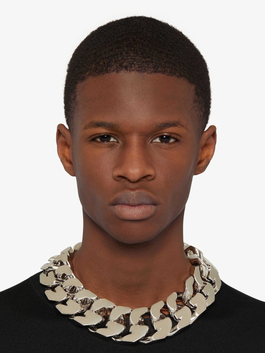 Men Givenchy Jewelry | G Chain Necklace In Metal Silvery