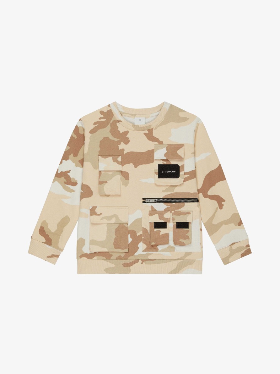 Men Givenchy Boy (4 To 12 Years) | Sweatshirt In Cargo Print Fleece Cream/Beige