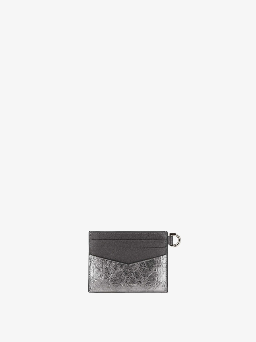 Women Givenchy Small Leather Goods | 4G Card Holder In Laminated Leather Silvery Grey