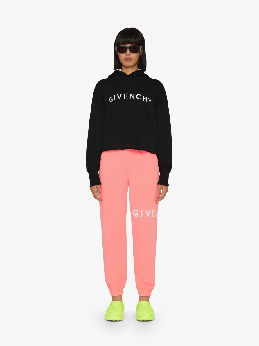 Women Givenchy Sweatshirts & Hoodies | Givenchy Archetype Cropped Hoodie In Fleece Black