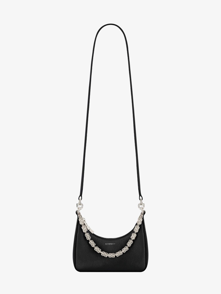 Women Givenchy Mini & Micro Bags | Mini Moon Cut Out Bag In Leather With Chain Black