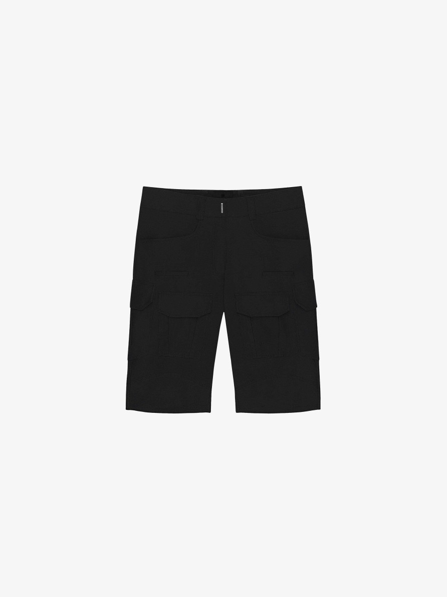 Women Givenchy Pants | Cargo Bermuda Shorts In Silk Black