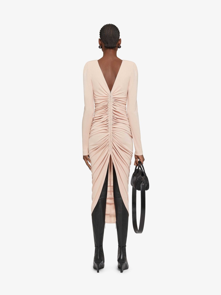 Women Givenchy Dresses | Ruched Dress In Crepe Blush Pink