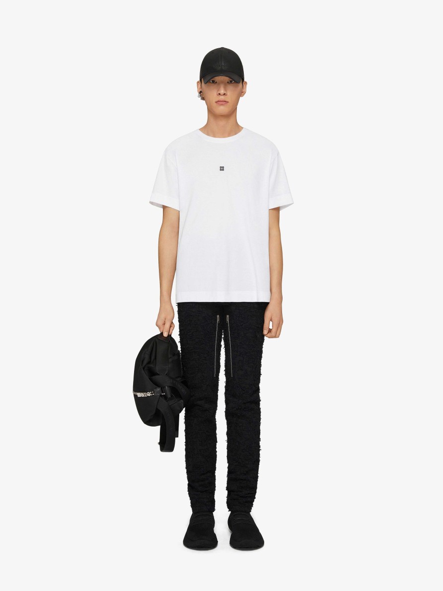 Men Givenchy T-Shirts | T-Shirt In Jersey With Givenchy 4G Embroidery White