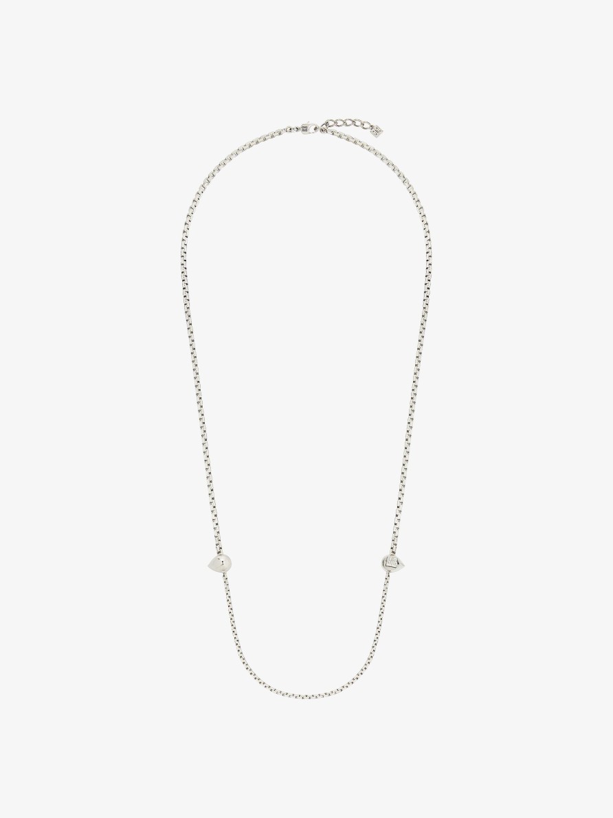 Men Givenchy Jewelry | G Stud Necklace In Metal Silvery