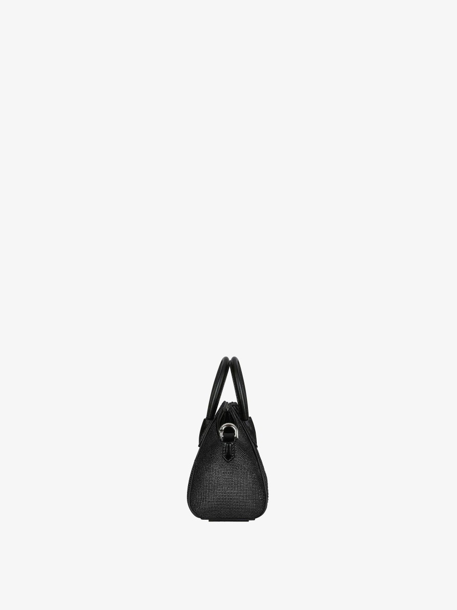 Women Givenchy Antigona | Micro Antigona Bag In Satin With Strass Black