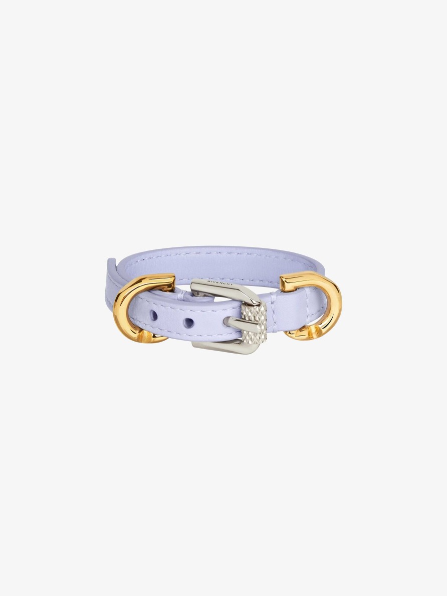 Women Givenchy Jewelry | Voyou Bracelet In Leather And Metal Lavender