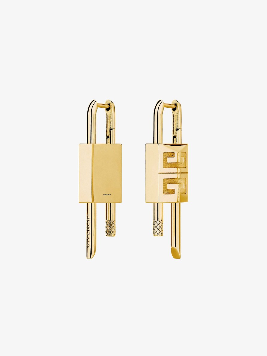 Women Givenchy Jewelry | Lock Earrings In Metal Golden Yellow