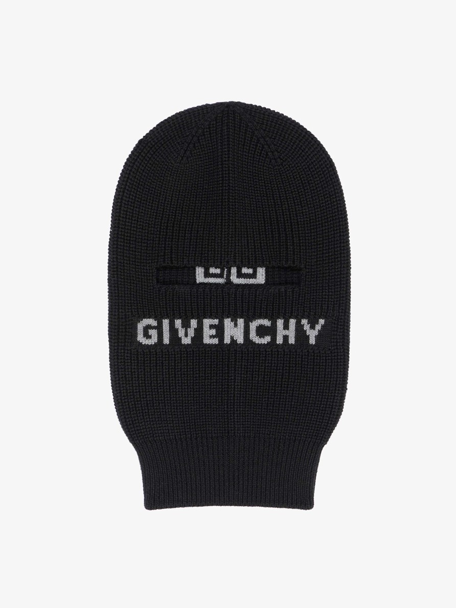 Men Givenchy Beanies & Caps | Givenchy 4G Knitted Balaclava In Wool Black/Grey