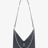 Women Givenchy Shoulder Bags | Small Cut Out Bag In Washed Denim With Chain Black